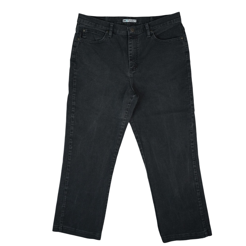 Lee Relaxed Fit Jeans Women 14 Medium Black Stretch Denim High Rise At the Waist